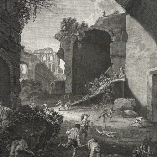 Pierre de Laer Bamboccio Antique Engraving c.1786 Dutch School Children Fighting