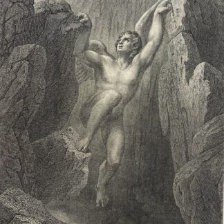 Gustave DORÉ  Satan Emerging from the Abyss  Original Wood Engraving 1874