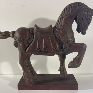 Chinese Carved Wood Gilt Polychrome Tang Style Horse – 19th/20th C. Chine
