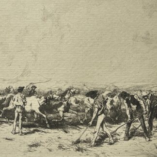 Camargue Horses Threshing Original Drypoint Etching 1884 France cheval Chevaux Provence