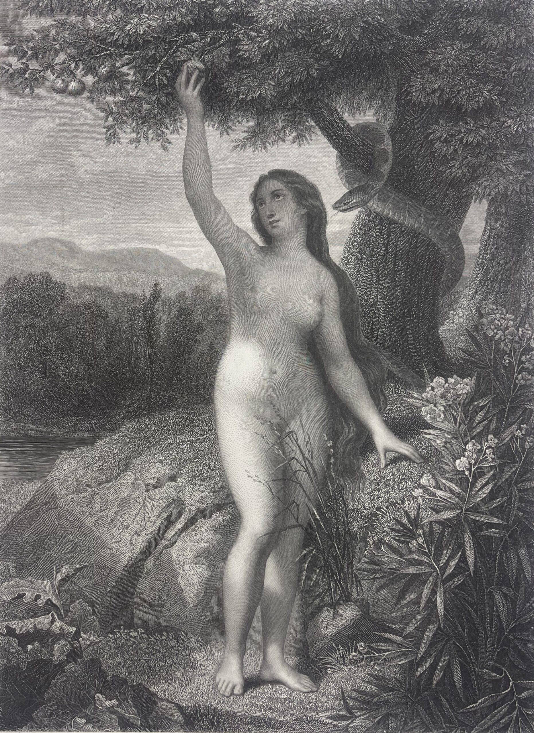 Eve Picks the Apple after Gustave Doré 1874 Eden Serpent Engraving France French – Image 3