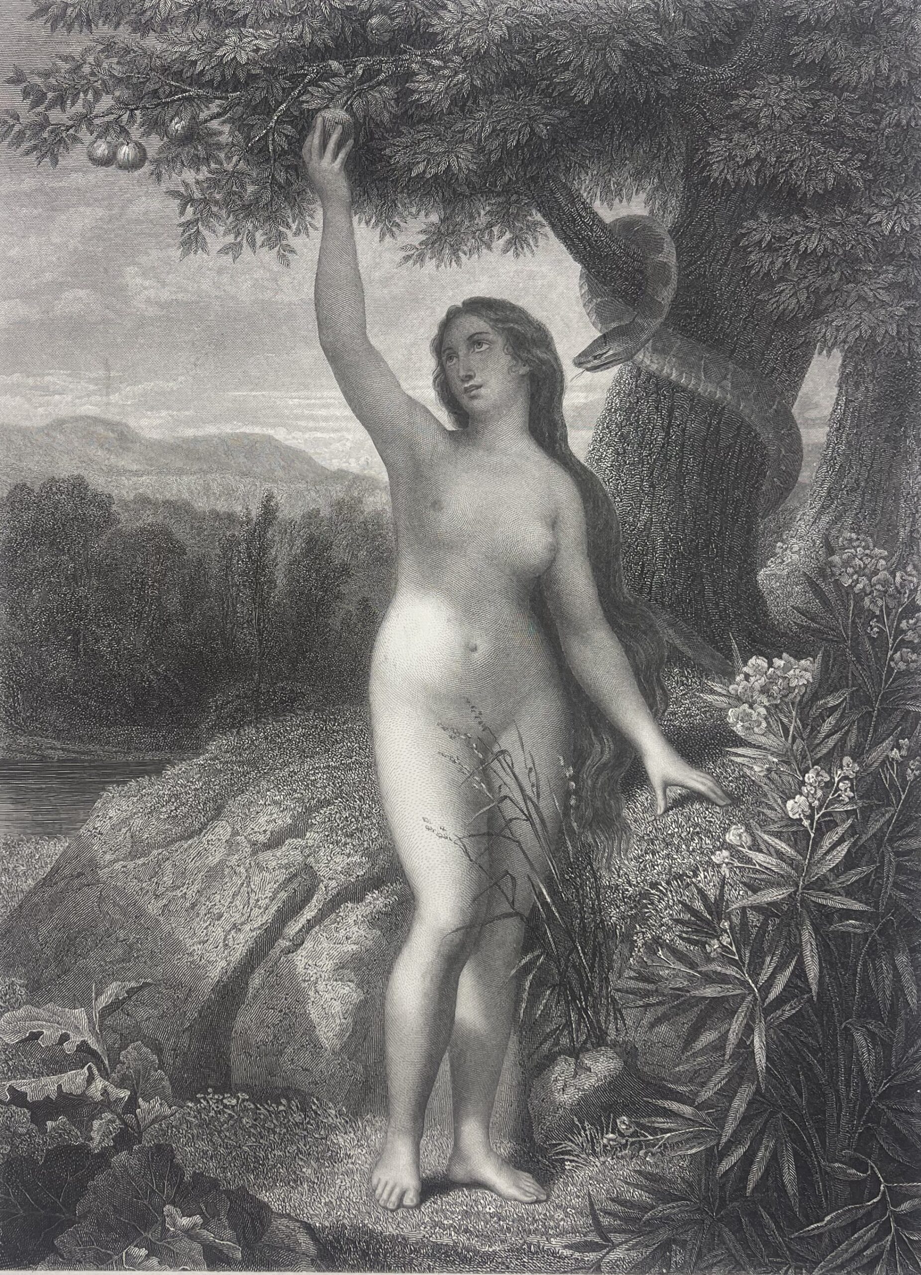 Eve Picks the Apple after Gustave Doré 1874 Eden Serpent Engraving France French