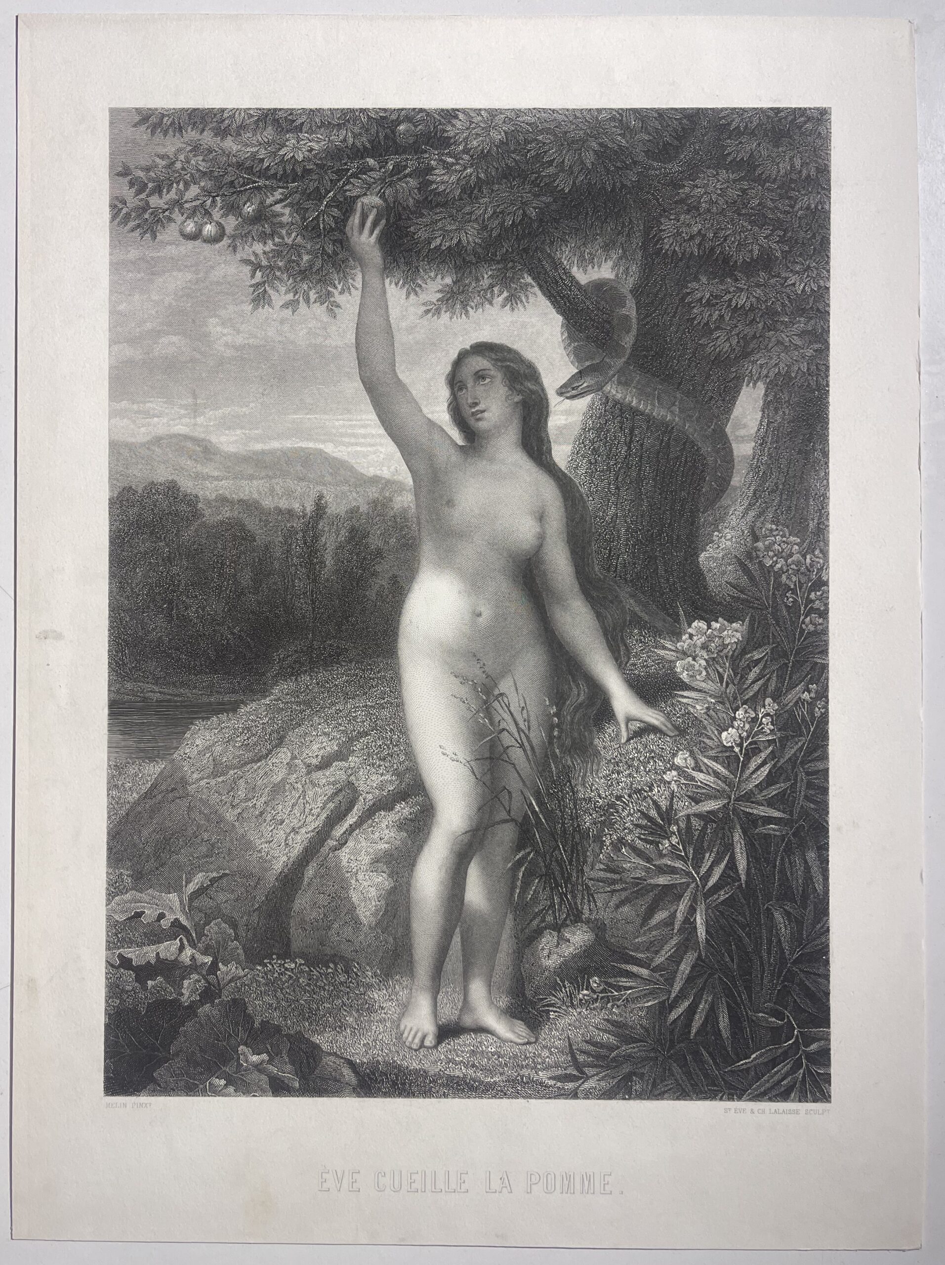 Eve Picks the Apple after Gustave Doré 1874 Eden Serpent Engraving France French – Image 2