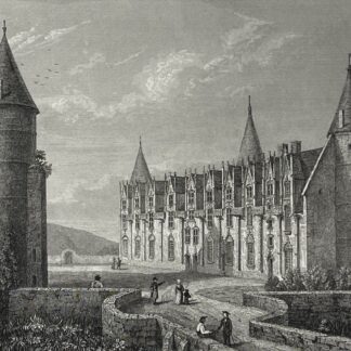 France Brittany Josselin Castle Pernot Original Engraving 1834 Morbihan Bretagne