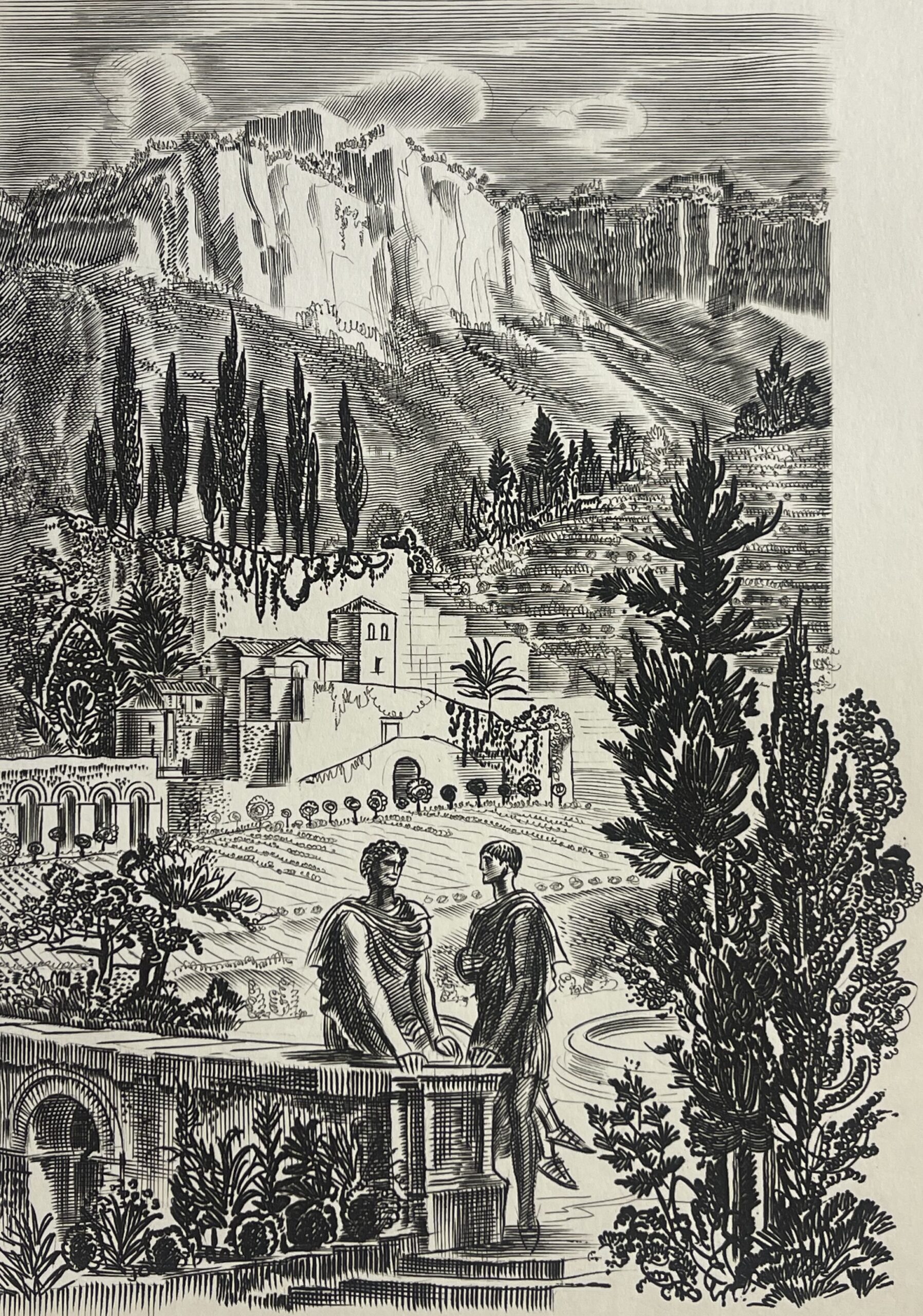 Albert Decaris Tiberius & Caius Gracchus Original Engraving Rome 1967
