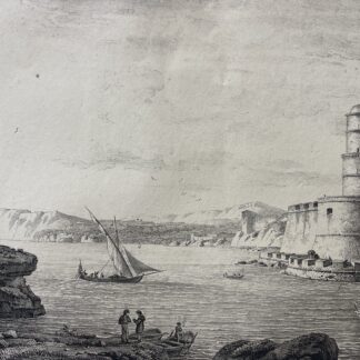 Marseille Fort Saint-Jean 1818 Early Lithograph Constant Bourgeois France