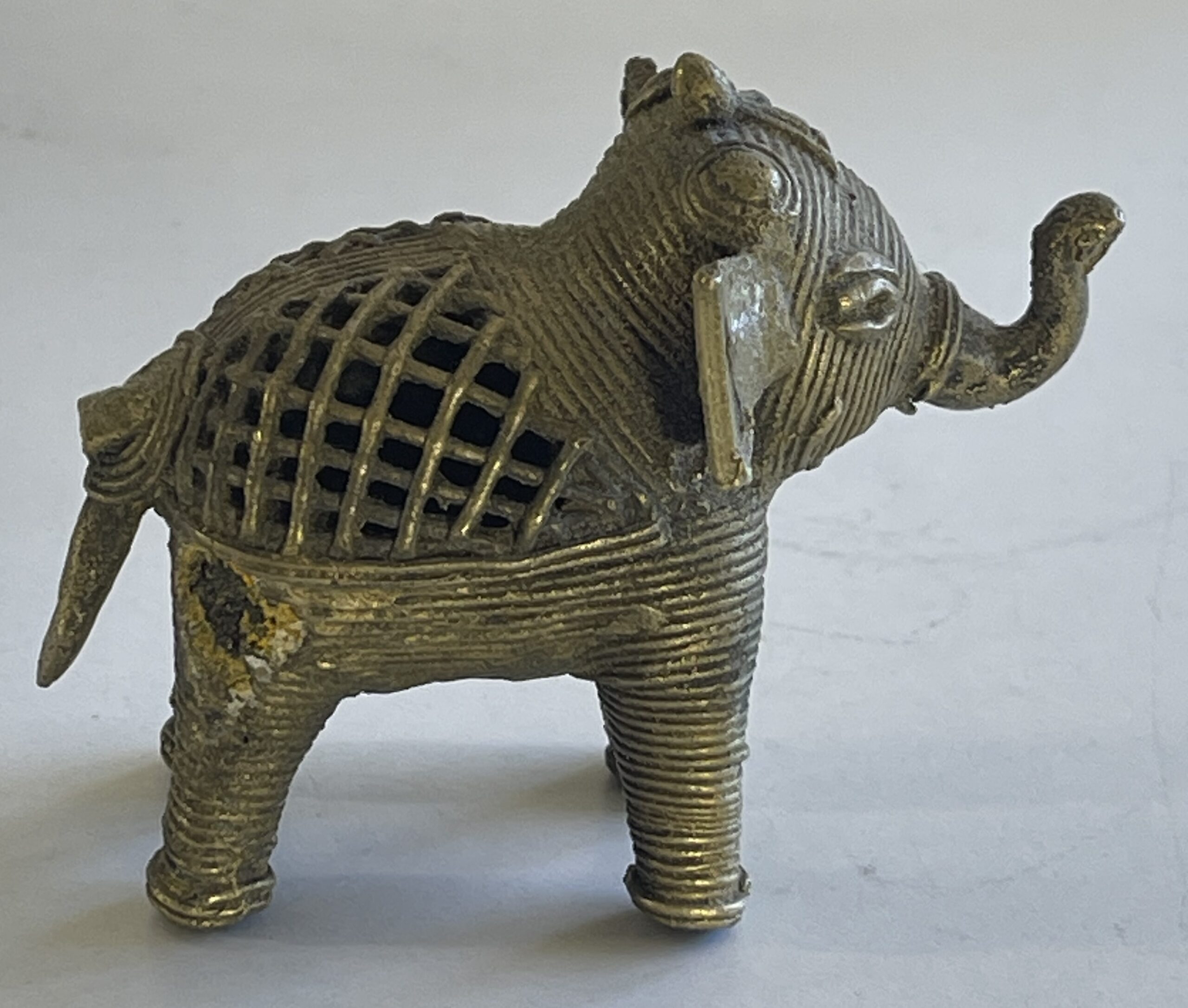 Indian Dhokra Brass Elephant Openwork Lost Wax Tribal Figurine 7.4cm – Image 8