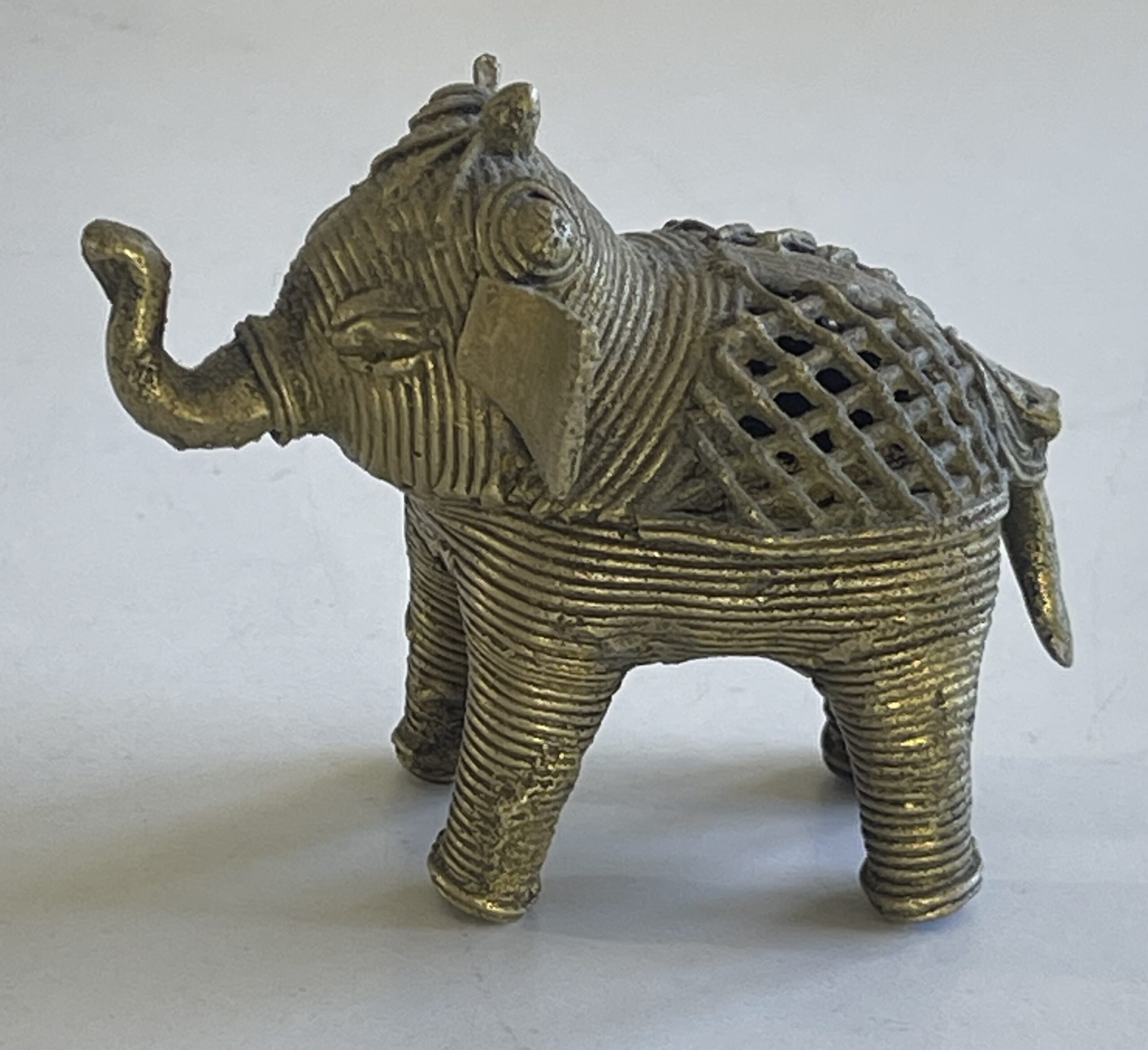Indian Dhokra Brass Elephant Openwork Lost Wax Tribal Figurine 7.4cm – Image 7