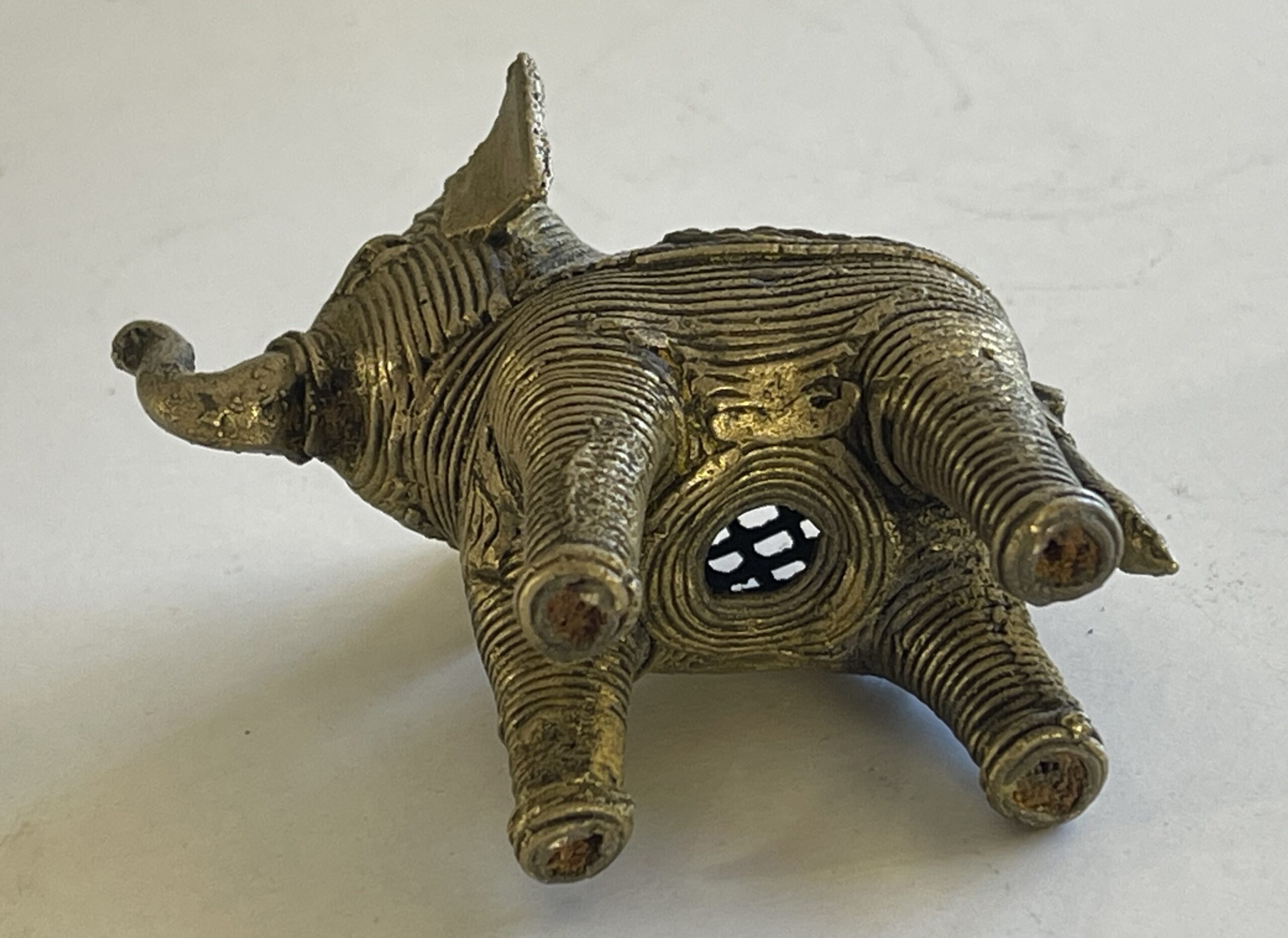 Indian Dhokra Brass Elephant Openwork Lost Wax Tribal Figurine 7.4cm – Image 6
