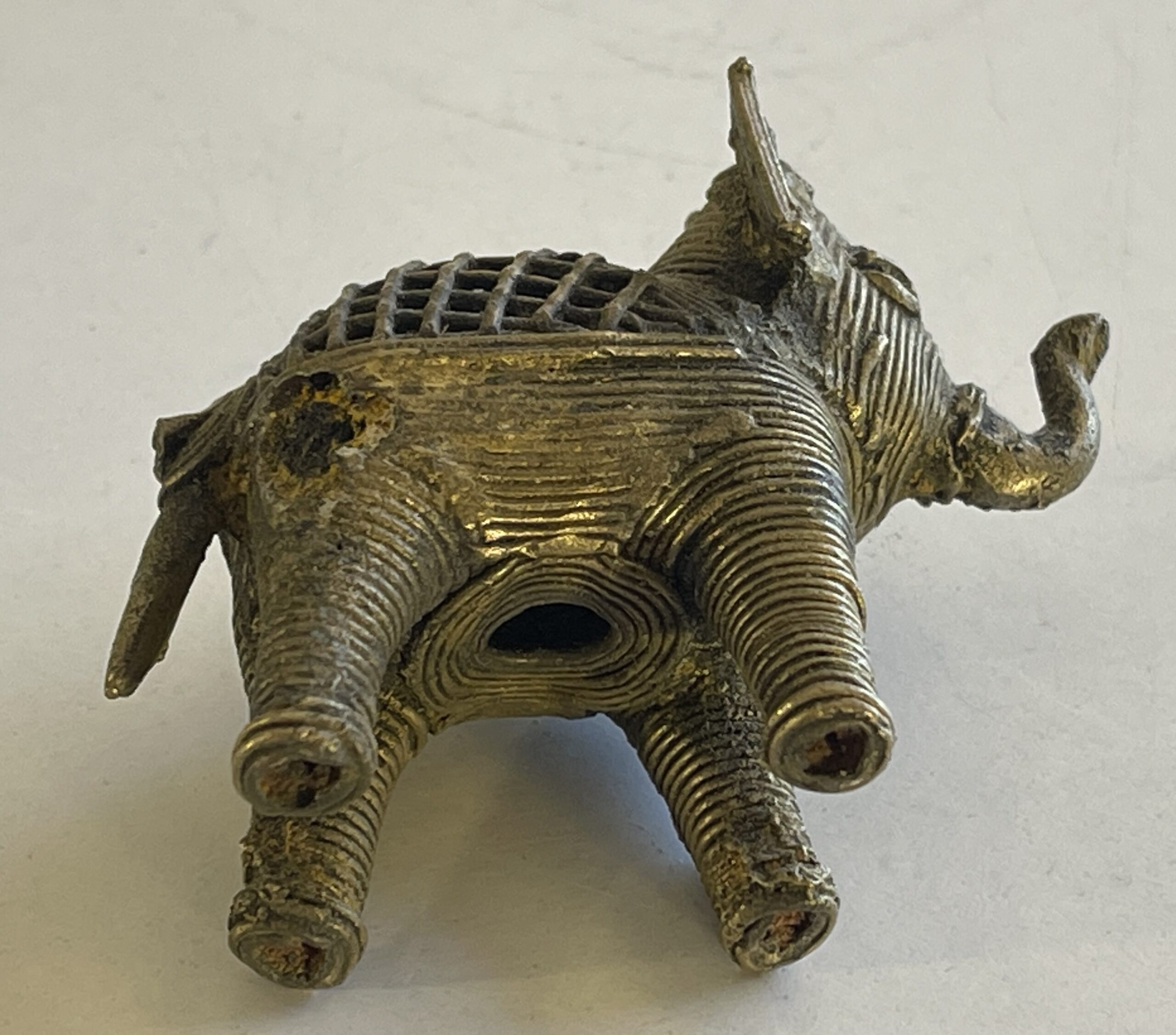 Indian Dhokra Brass Elephant Openwork Lost Wax Tribal Figurine 7.4cm – Image 5