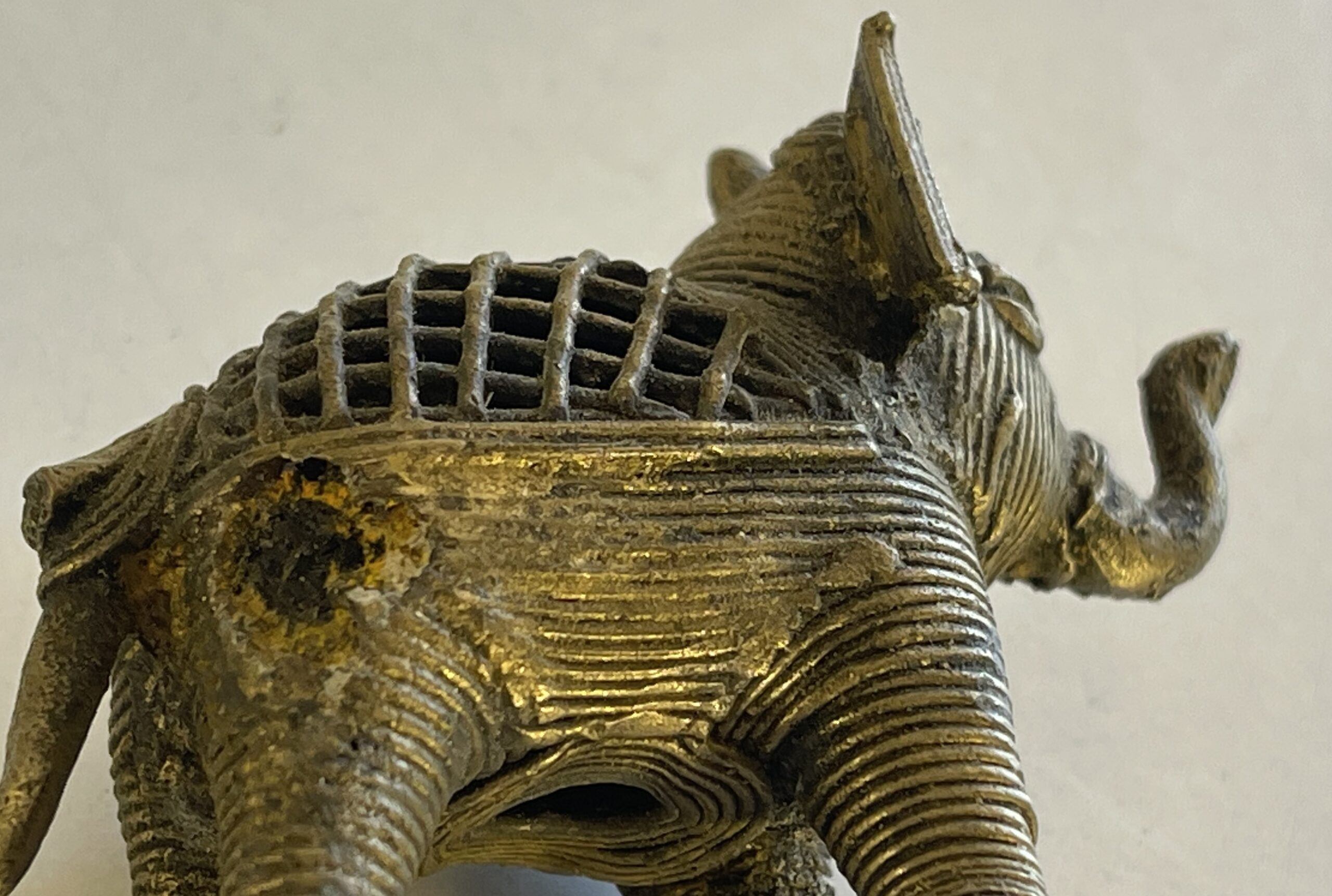 Indian Dhokra Brass Elephant Openwork Lost Wax Tribal Figurine 7.4cm – Image 4