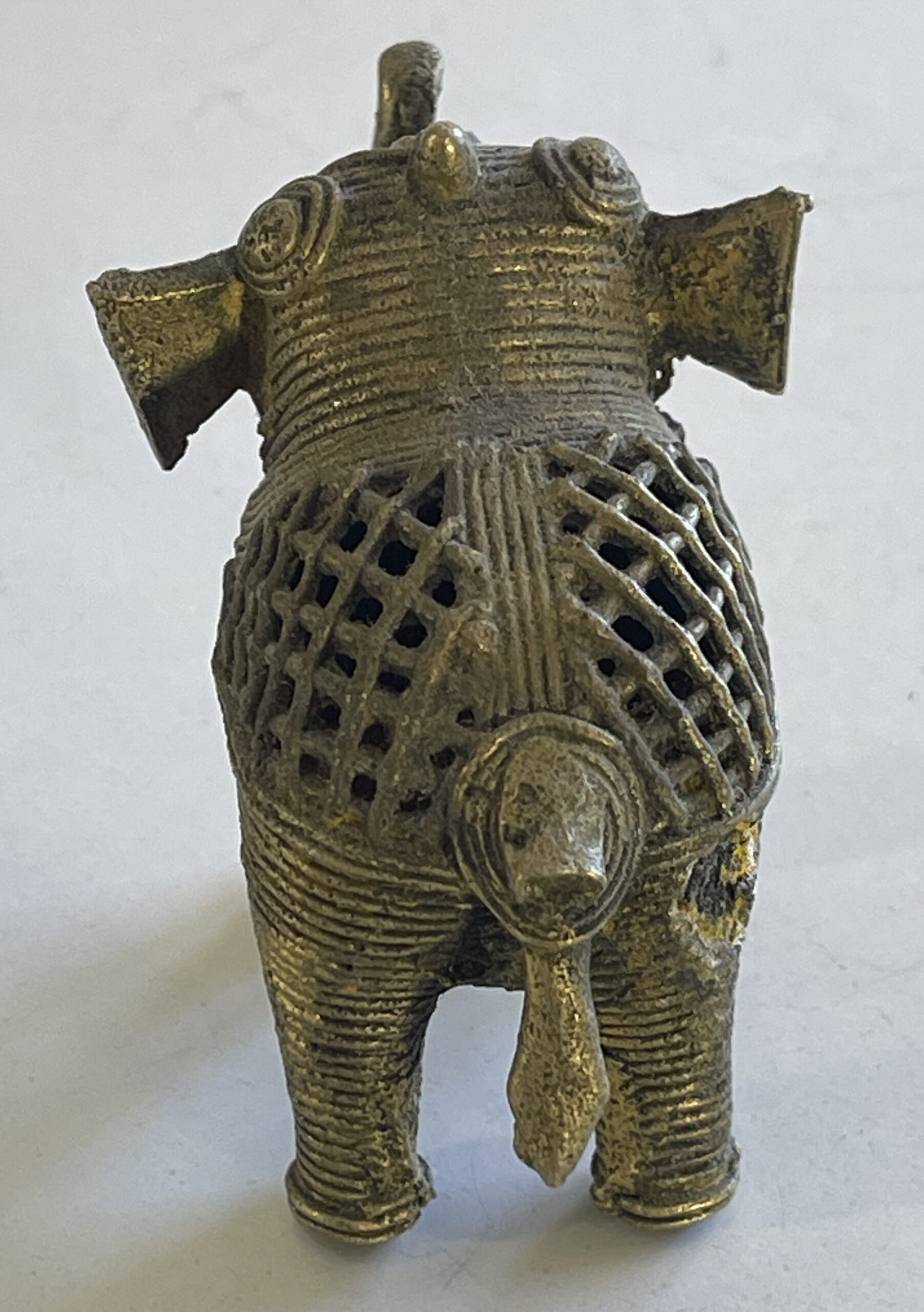 Indian Dhokra Brass Elephant Openwork Lost Wax Tribal Figurine 7.4cm – Image 3