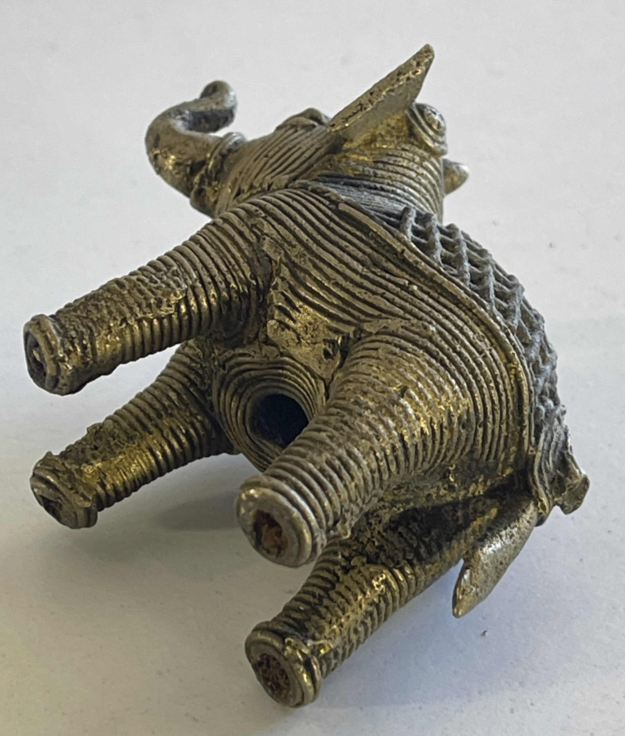 Indian Dhokra Brass Elephant Openwork Lost Wax Tribal Figurine 7.4cm – Image 2