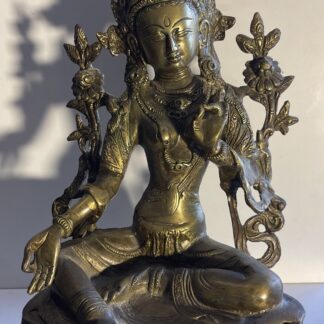 Large Green Tara Bronze Statue Nepal Buddhist 20th Century 36.6cm 3.84kg