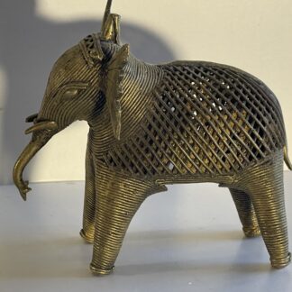 Indian Dhokra Elephant Openwork Brass Sculpture Lost Wax 20th Century
