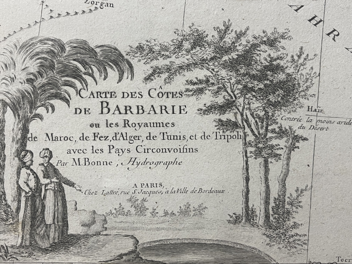 Map Morocco Algeria Tunisia Tripoli Libya North Africa Original 1787 Bonne – Image 2