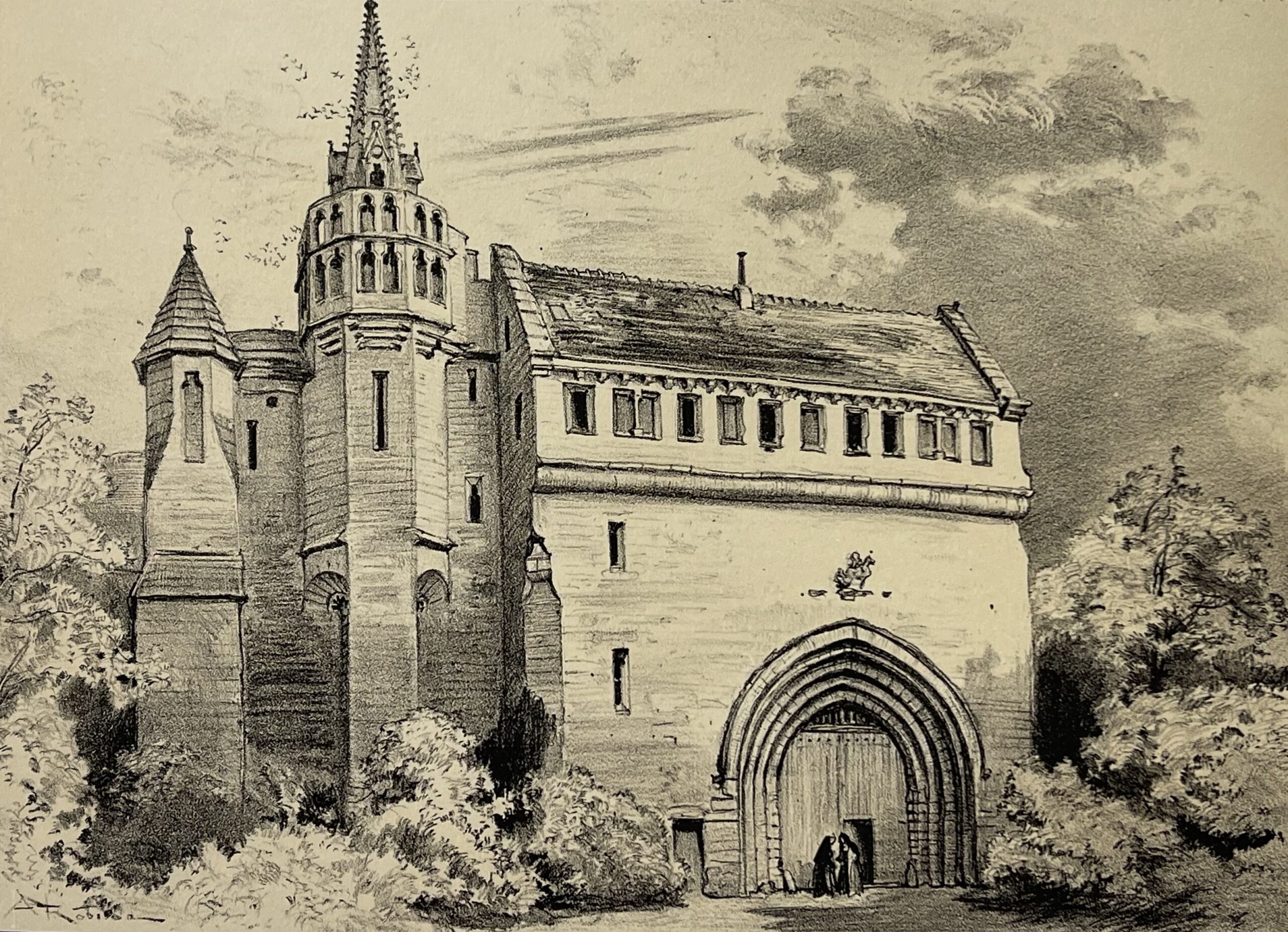 Marmoutier Abbey Entrance Tours Indre-et-Loire c 1891 France Gothic Architecture