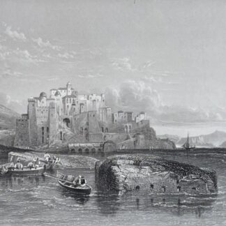 Pozzuoli Italy Mole Caligula Leitch Thompson Original Engraving 1840 Italie