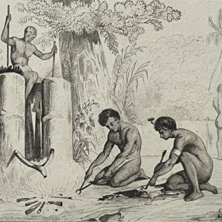 Rawak Island Papua Blacksmith Forge 1836 Dumont d'Urville Engraving Oceania