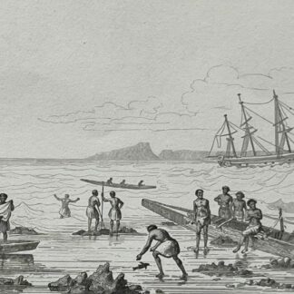 Tonga Engraving 1836 Native Canoes Sailing Through Coral Reefs Pacific