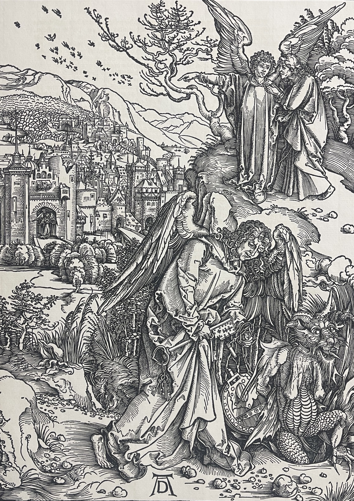 Albrecht Dürer Angel with the Key to the Abyss Apocalypse 1498 Facsimile c.1900