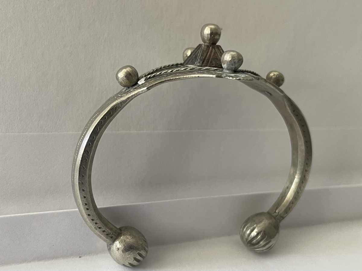 Antique Tuareg Amazigh Low Grade Silver & Wood Bracelet Niger Afrique touareg – Image 5