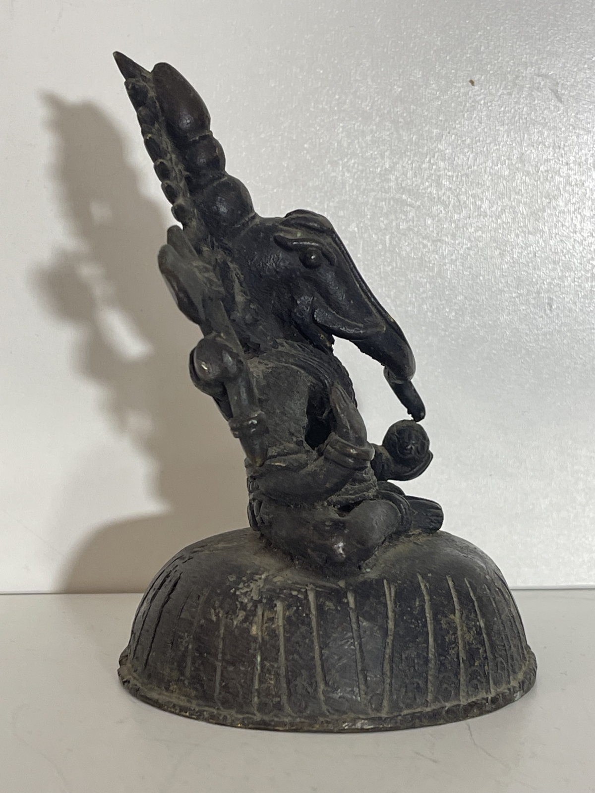Antique Indian Bronze Ganesha Deccan Hindu Statue 18th-19th C 13cm 712g – Image 10