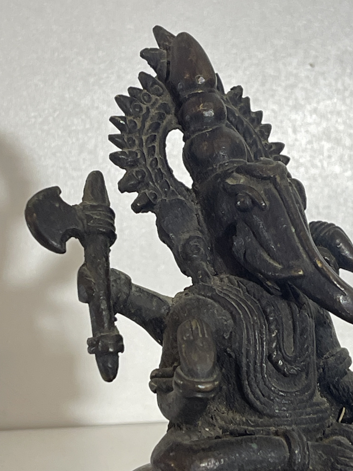 Antique Indian Bronze Ganesha Deccan Hindu Statue 18th-19th C 13cm 712g – Image 6