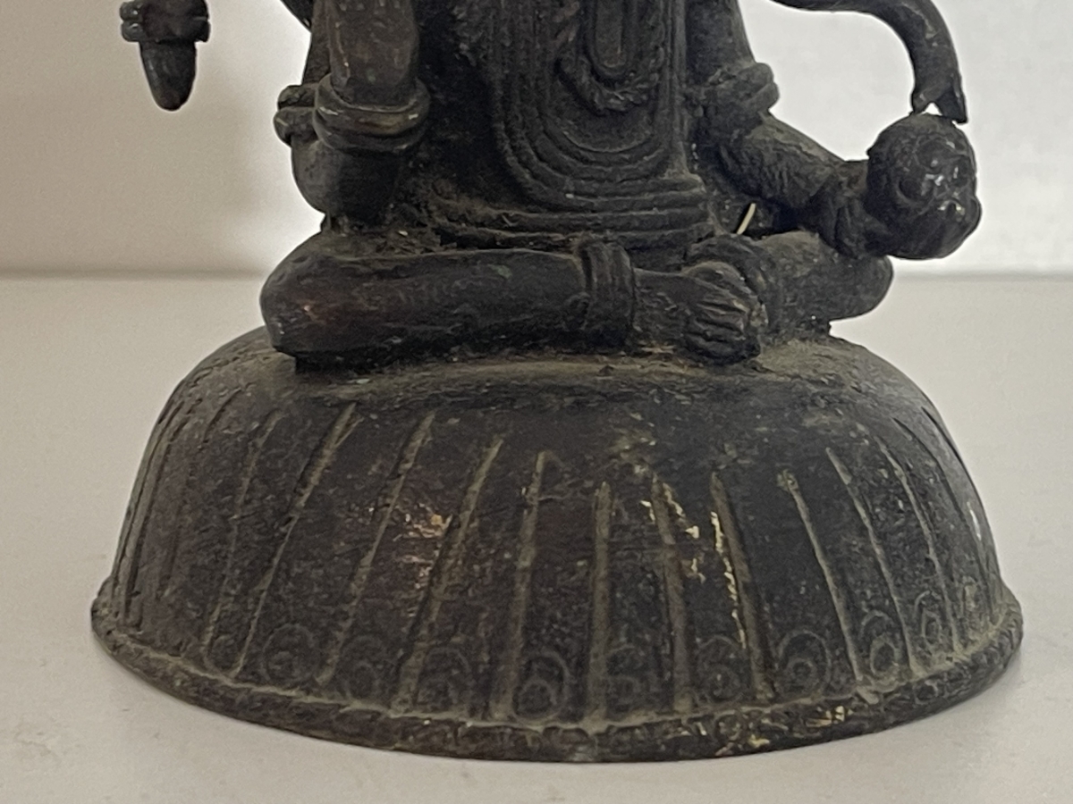 Antique Indian Bronze Ganesha Deccan Hindu Statue 18th-19th C 13cm 712g – Image 5