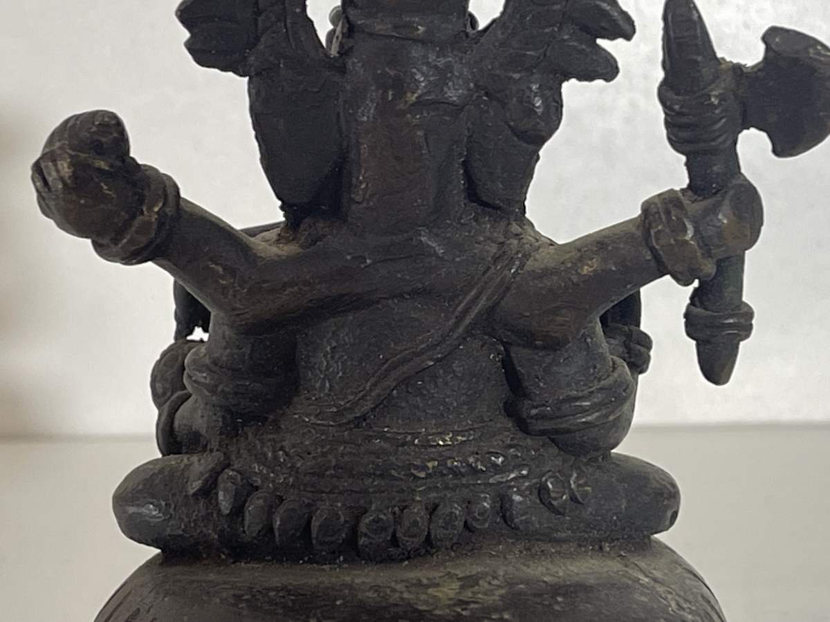 Antique Indian Bronze Ganesha Deccan Hindu Statue 18th-19th C 13cm 712g – Image 4