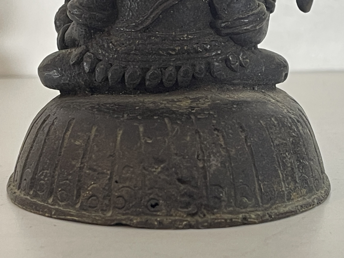 Antique Indian Bronze Ganesha Deccan Hindu Statue 18th-19th C 13cm 712g – Image 3