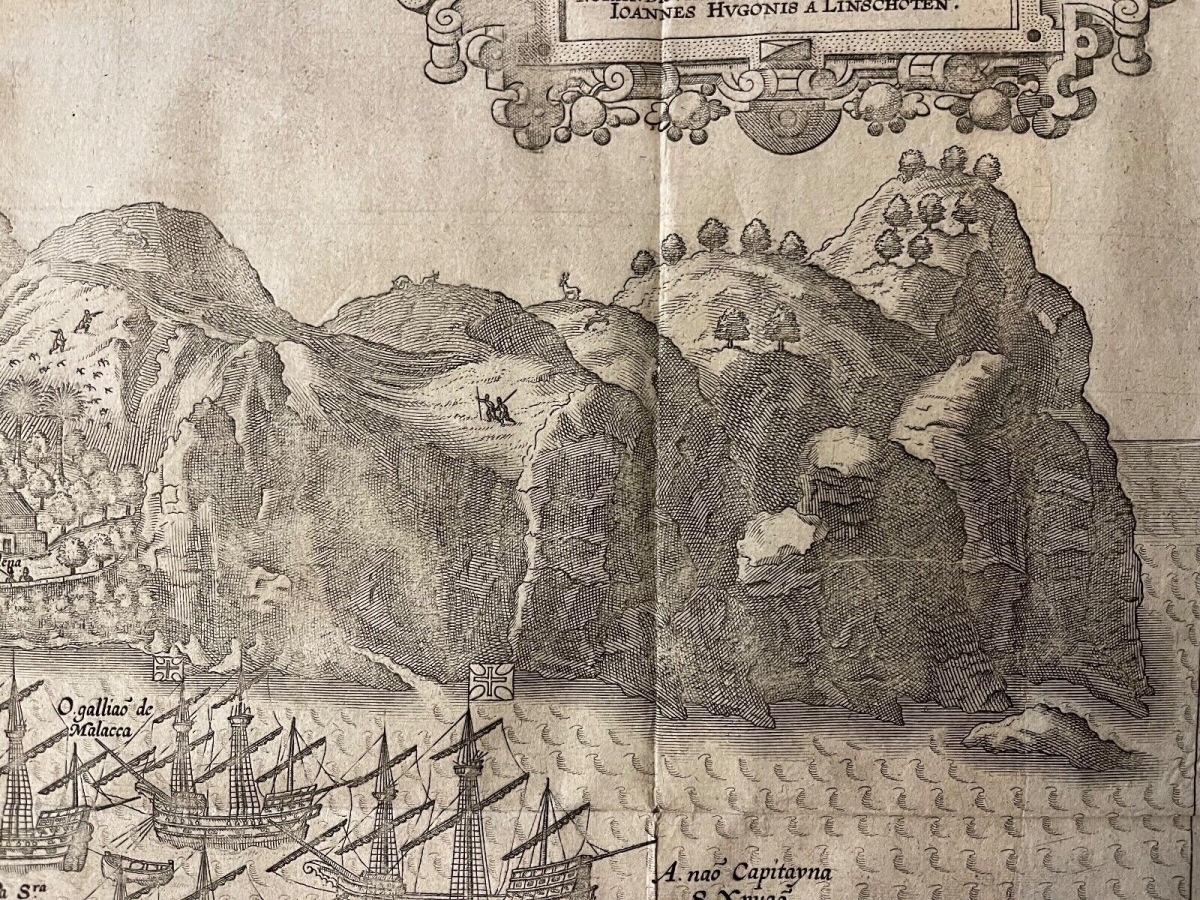 Jan Huygen van Linschoten Saint Helena Map 1596 Doetecum Engraving – Image 11