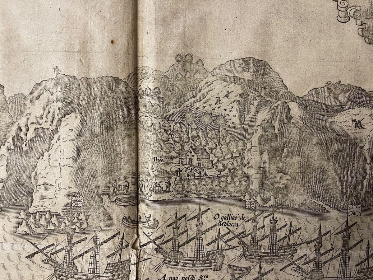 Jan Huygen van Linschoten Saint Helena Map 1596 Doetecum Engraving – Image 10