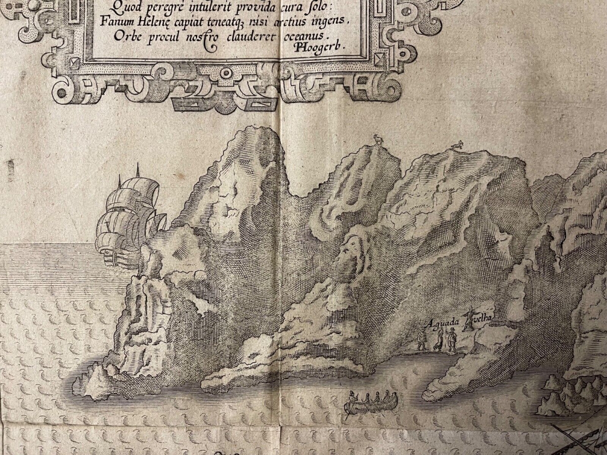 Jan Huygen van Linschoten Saint Helena Map 1596 Doetecum Engraving – Image 9