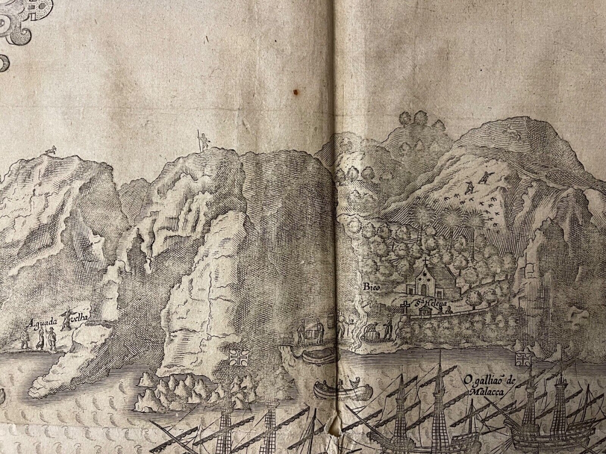 Jan Huygen van Linschoten Saint Helena Map 1596 Doetecum Engraving – Image 7