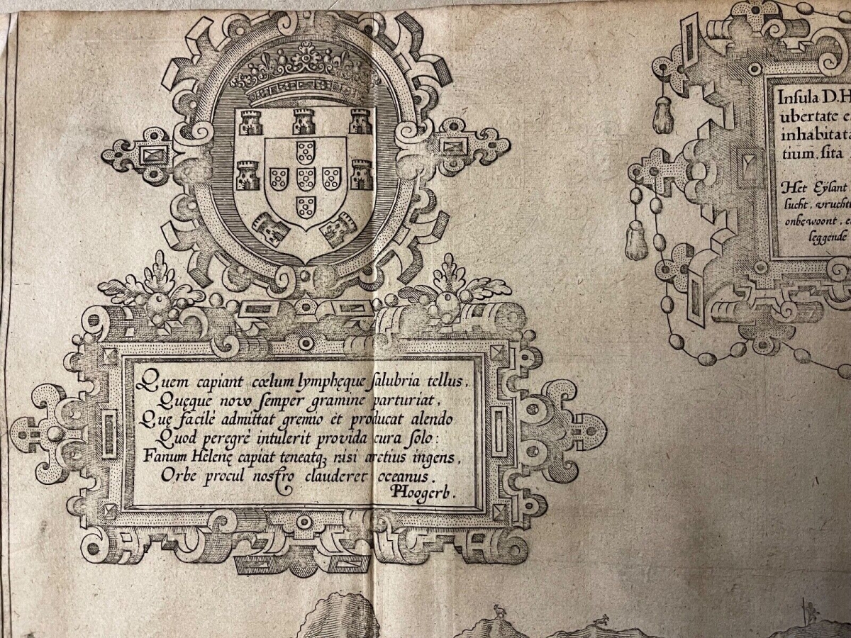 Jan Huygen van Linschoten Saint Helena Map 1596 Doetecum Engraving – Image 6