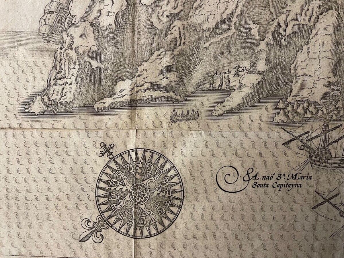 Jan Huygen van Linschoten Saint Helena Map 1596 Doetecum Engraving – Image 5