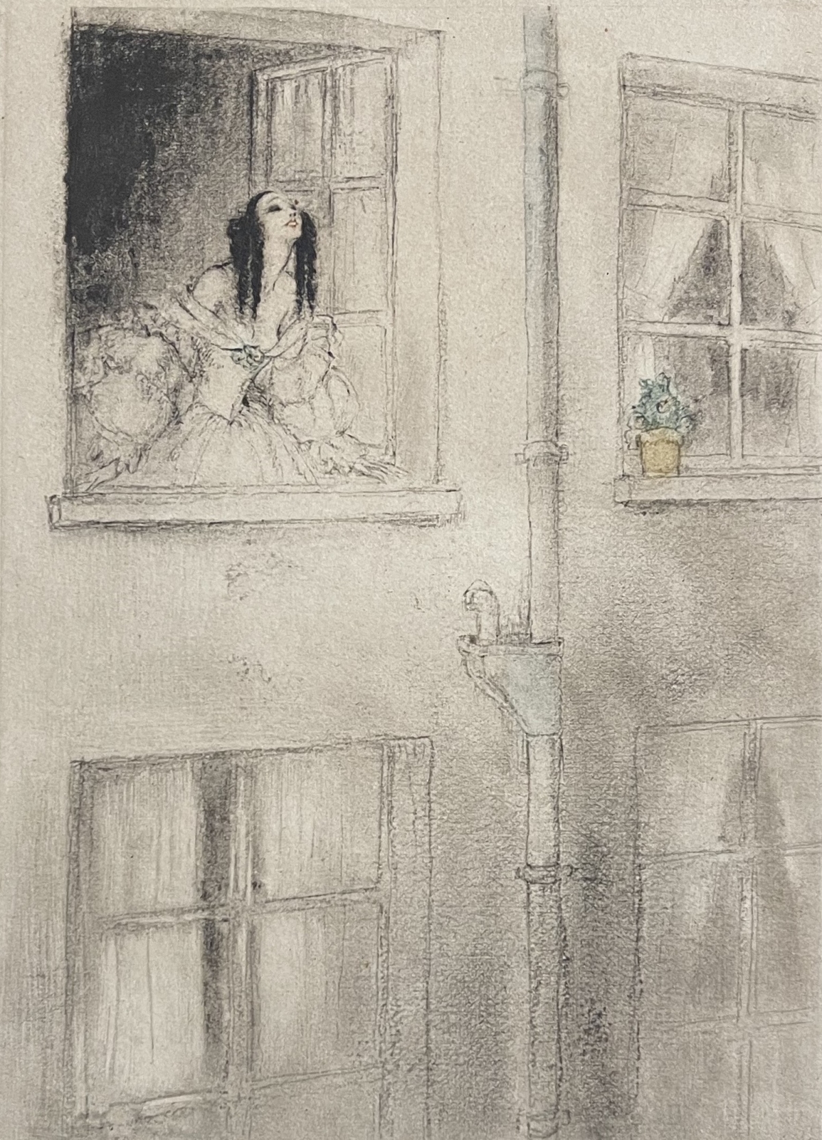 Partager Louis Icart Marguerite at the Window Art Deco Etching c.1920 Paris France – Image 2