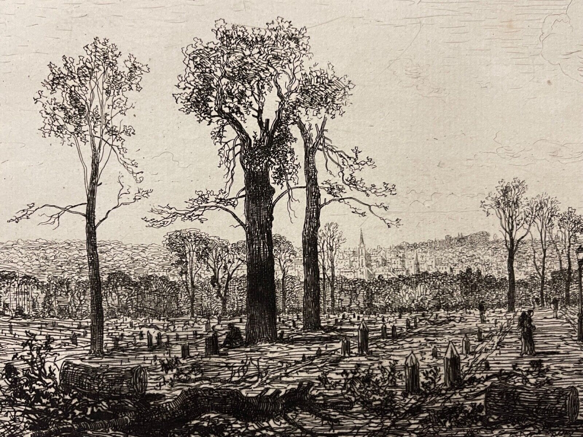 Maxime Lalanne Paris 1870 Siege Bois de Boulogne Original Etching Proof – Image 4