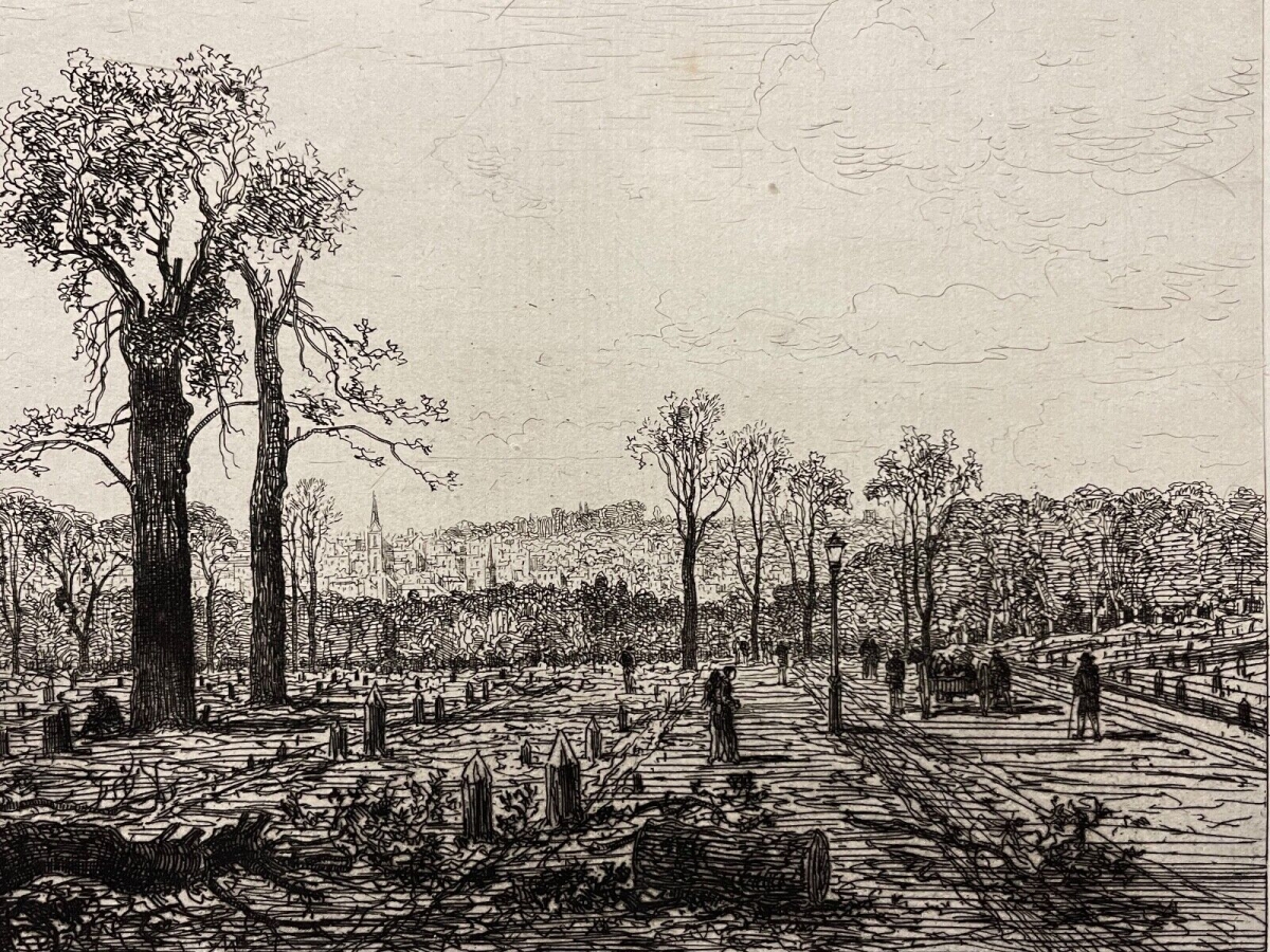 Maxime Lalanne Paris 1870 Siege Bois de Boulogne Original Etching Proof – Image 3