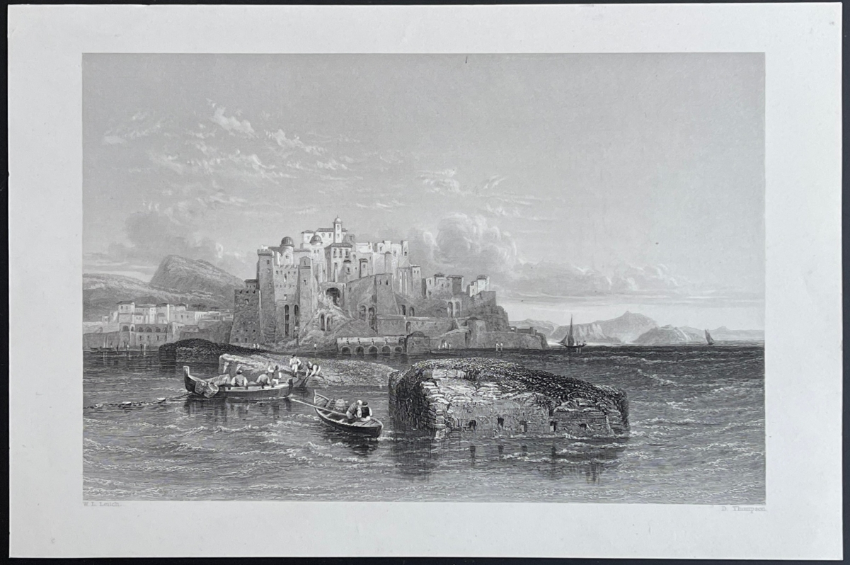 Pozzuoli Italy Mole Caligula Leitch Thompson Original Engraving 1840 Italie – Image 6