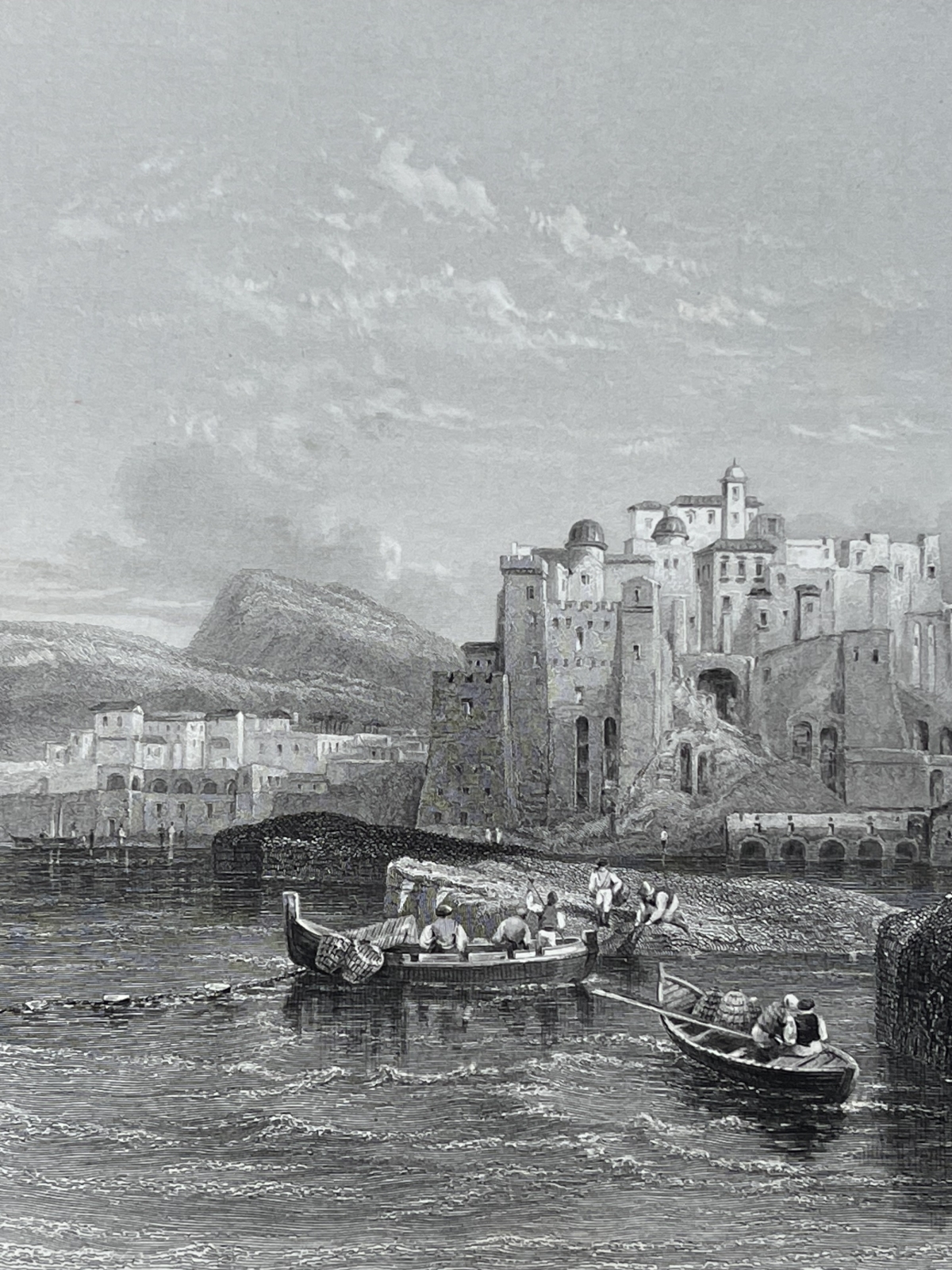 Pozzuoli Italy Mole Caligula Leitch Thompson Original Engraving 1840 Italie – Image 5