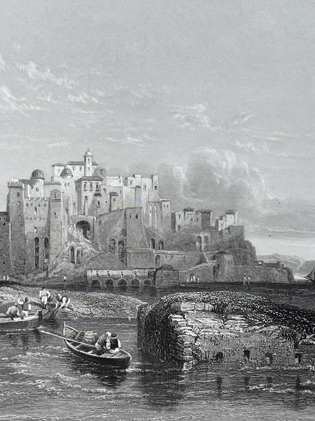 Pozzuoli Italy Mole Caligula Leitch Thompson Original Engraving 1840 Italie – Image 4