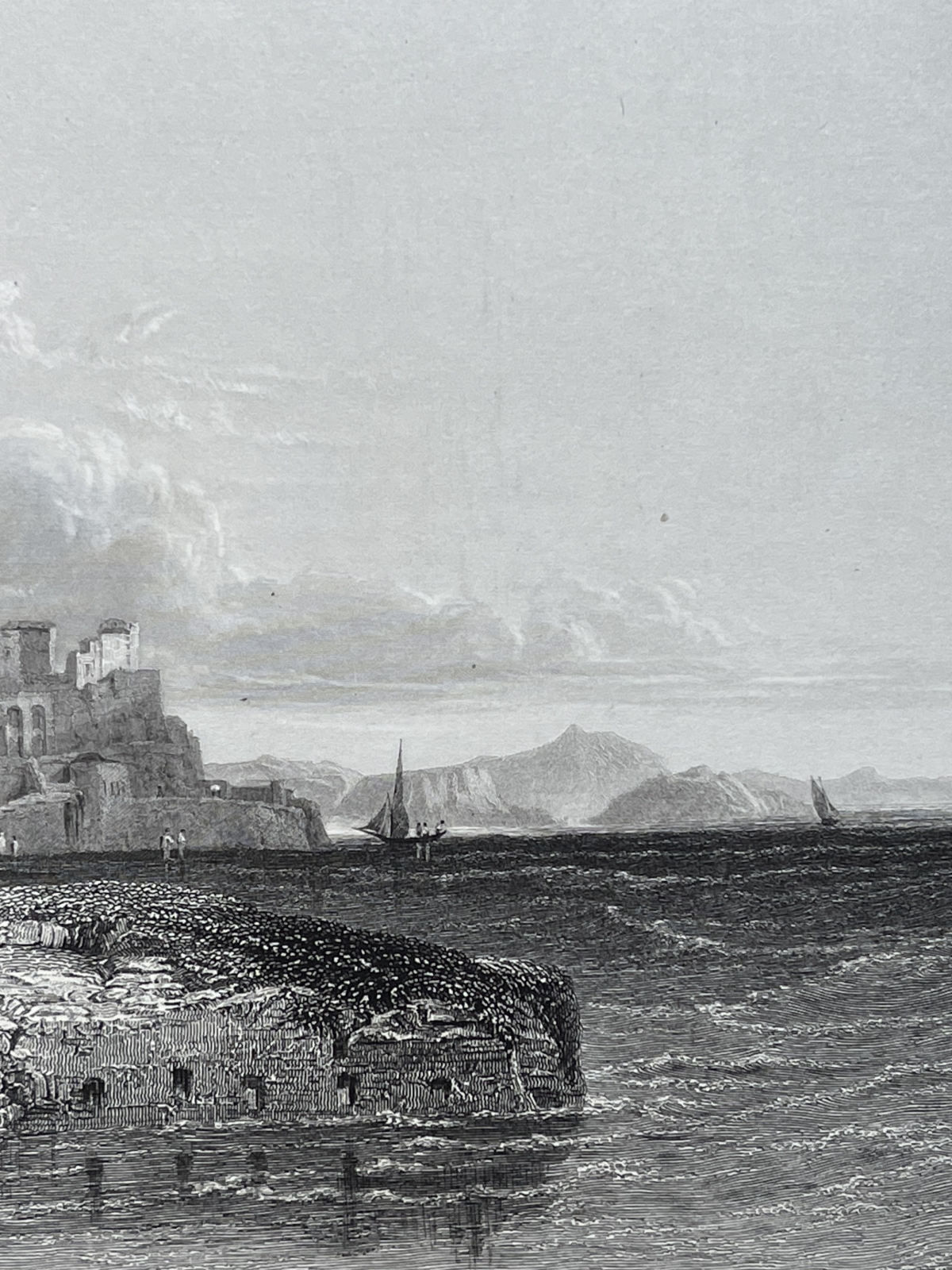 Pozzuoli Italy Mole Caligula Leitch Thompson Original Engraving 1840 Italie – Image 3