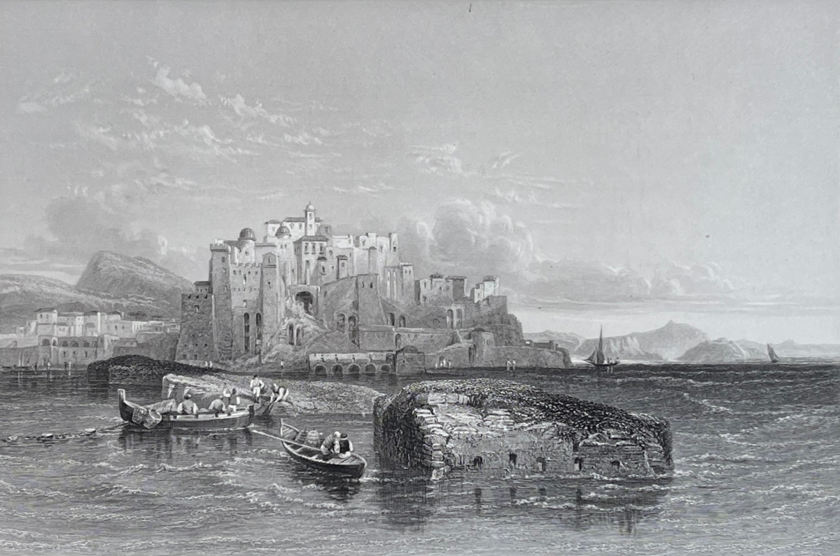 Pozzuoli Italy Mole Caligula Leitch Thompson Original Engraving 1840 Italie – Image 2