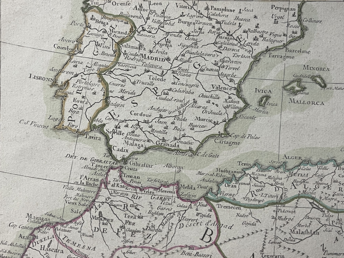 Map Morocco Algeria Tunisia Tripoli Libya North Africa Original 1787 Bonne – Image 5