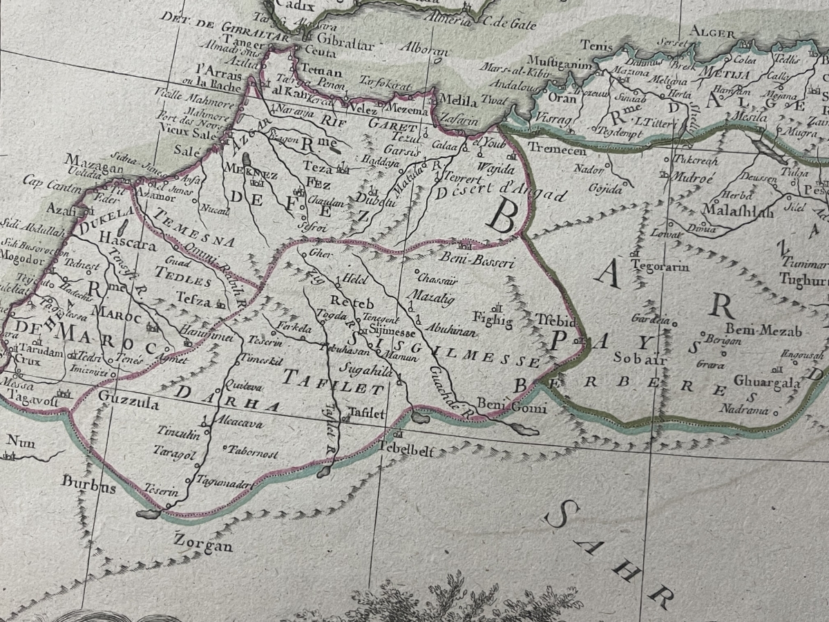Map Morocco Algeria Tunisia Tripoli Libya North Africa Original 1787 Bonne – Image 6