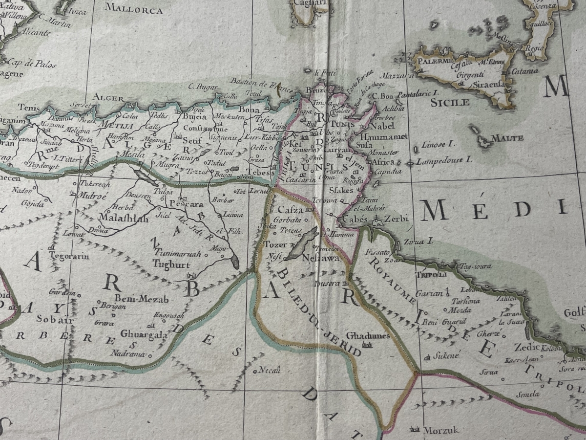Map Morocco Algeria Tunisia Tripoli Libya North Africa Original 1787 Bonne – Image 7