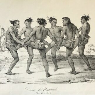 Caroline Islands 1839 Palau Micronesia Antique Engraving Native Dance Oceania