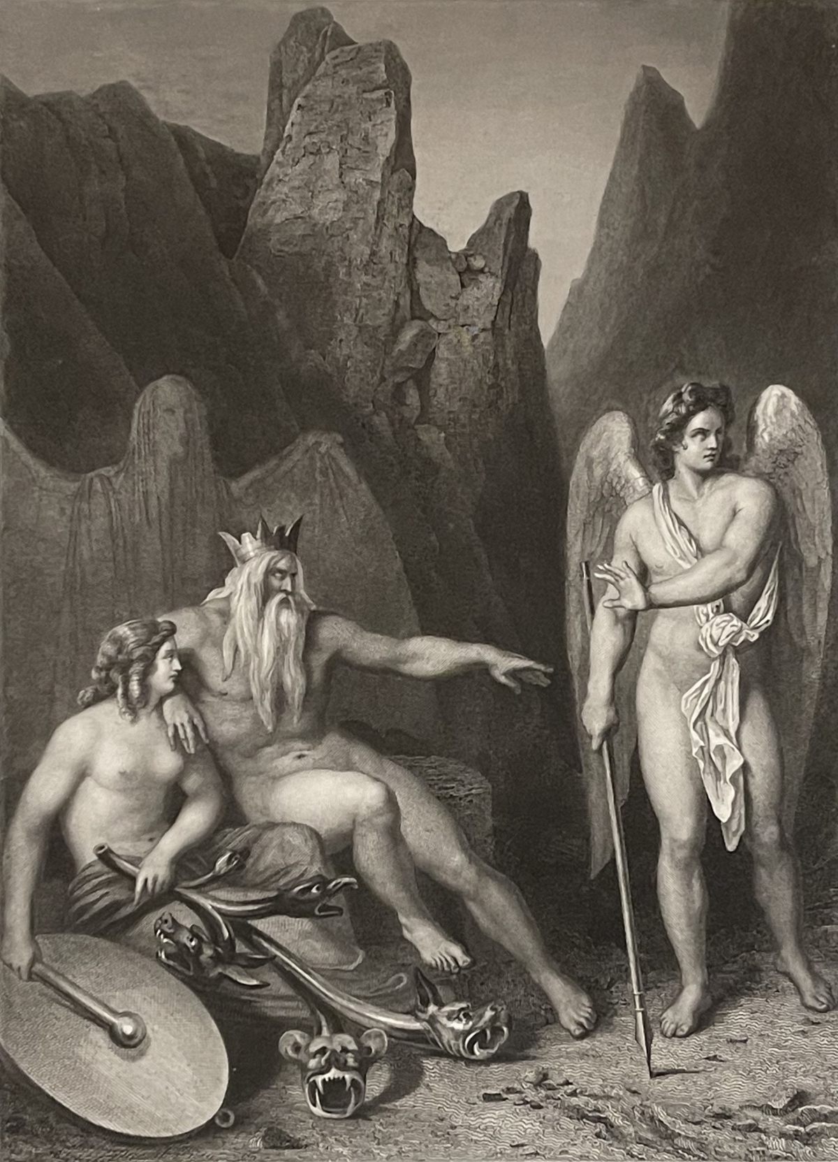 Gustave Doré Satan at the Court of Chaos Paradise Lost 1863 Antique Engraving